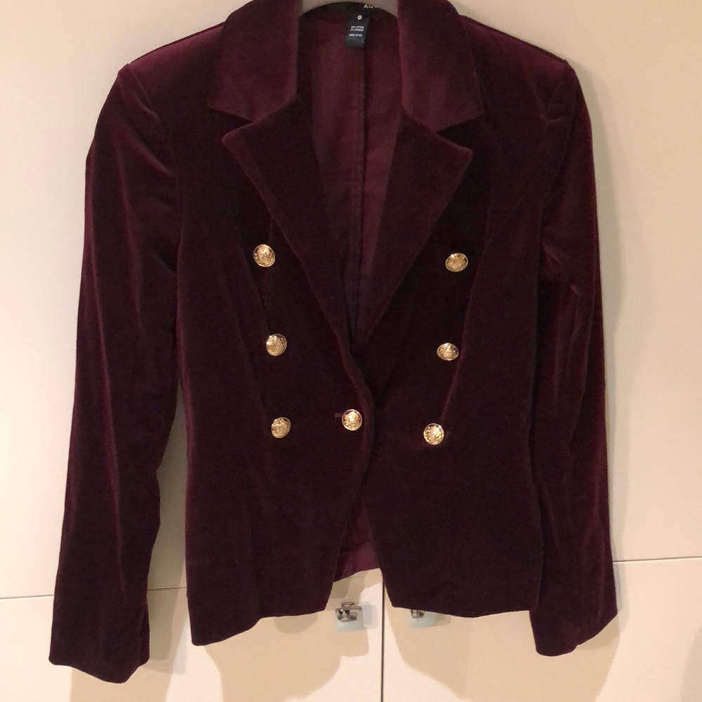 Burgundy velvet blazer